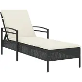 vidaXL Ligbed met kussen 63x200x81 cm poly rattan zwart