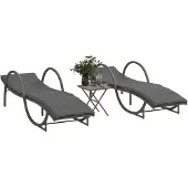 vidaXL Ligbedden 2 st met tafel poly rattan grijs