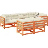vidaXL 7-delige Loungeset met kussens massief grenenhout wasbruin