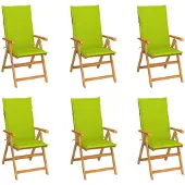 vidaXL Inklapbare stoelen 6 st met heldergroene kussens