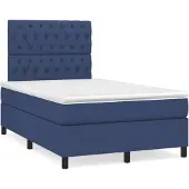 vidaXL Boxspring met matras stof blauw 120x190 cm