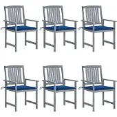 vidaXL Tuinstoelen met kussens, 6 stuks. Massief acaciahout, grijs