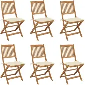 vidaXL Inklapbare stoelen 6 st met kussens massief acaciahout