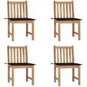 vidaXL Tuinstoelen, 4 stuks, met kussens, massief teakhout