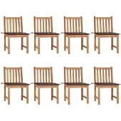 vidaXL Tuinstoelen, 8 stuks met kussens, massief teakhout