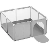 Tulano - Cozy 20 - baby box - kinderbox – 125x125 cm – voor binnen en buiten – grijs/wit – ademend gaas – EN71-gecertificeerd – 6 tot 36 maanden