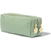HEMA Etui 20x9x7cm kunstleer met dubbele rits (groen)