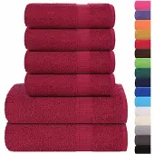vidaXL 6-delige Handdoekenset FROGN 360 g/m² bordeaux