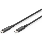 Digitus AK-300343-008-S USB-kabel USB 4.0 USB-C stekker, USB-C stekker 0.80 m Zwart Flexibel, Afgeschermd, Met USB