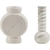Mr. Stoned Marmeren Geschenkset: Vazen Ribbed & Circle Wit