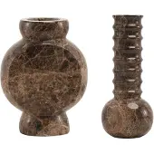 Mr. Stoned Marmeren Geschenkset: Vazen Ribbed & Circle Bruin