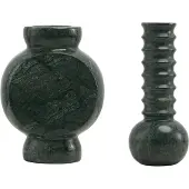 Mr. Stoned Marmeren Geschenkset: Vazen Ribbed & Circle Groen