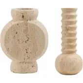 Mr. Stoned Travertin Geschenkset: Vaas Circle + Vaas Ribbed