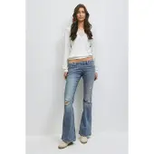 Gina Tricot  - 14+ sparkle flare jeans tall - Jeans - Blauw - L - Dames
