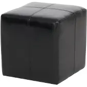 MCW Set van 2 krukjes Zitkubus Opbergdoos Onex, leer + kunstleer, 45x44x44cm MVG-gecertificeerd ~ zwart
