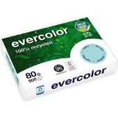Clairefontaine Evercolor, gekleurd gerecycleerd papier, A4, 80 g, 500 vel, helblauw 5 stuks