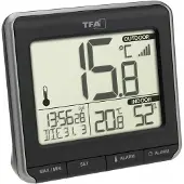 TFA-Dostmann PRIO 30.3069.01 Draadloze thermometer digitaal Zwart, Wit