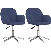 vidaXL Eetkamerstoelen 2 st draaibaar stof blauw