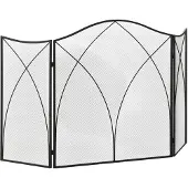 HOMCOM -Kaminschutzgitter-Metall-108L x 24B x 76H cm-Schwarz