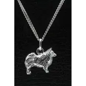 MOOYE ® - Collectie Zilveren Duitse keeshond ketting hanger - groot