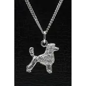 MOOYE ® - Collectie Zilveren Poedel middenslag met staart ketting hanger - groot