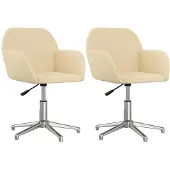 vidaXL Eetkamerstoelen 2 st draaibaar stof crèmekleurig