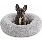 Belviona Donut hondenbed, zacht hondenmand, comfortabel & antislip Ø70 cm lichtgrijs