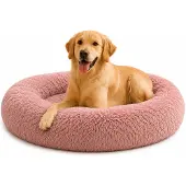 Belviona Donut hondenbed, zacht hondenmand, comfortabel & antislip Ø100 cm oudroze