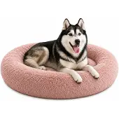 Belviona Donut hondenbed, zacht hondenmand, comfortabel & antislip Ø120 cm oudroze