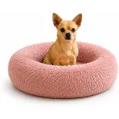 Belviona Donut hondenbed, zacht hondenmand, comfortabel & antislip Ø40 cm oudroze