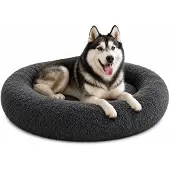 Belviona Donut hondenbed, zacht hondenmand, comfortabel & antislip Ø120 cm donkergrijs