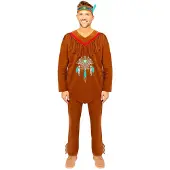 Amscan verkleedpak Native American heren katoen bruin