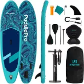 LifeGoods SUP Board Allround Compact - met Zitje - 100 KG Draagkracht - 300 x 76 cm - Opblaasbaar - Compleet SUP pakket - Blauw