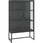 vidaXL Hoge kast 80x35x135 cm staal en gehard glas antracietkleurig