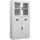 vidaXL Kantoorkast 90x40x180 cm staal en gehard glas lichtgrijs