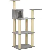 vidaXL Kattenkrabpaal met sisal krabpalen 118,5 cm lichtgrijs