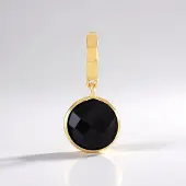 Cavill - Zilveren Hanger 18K Goud Verguld met 2,25 ct Ronde Zwarte Spinel - Luxe Handgemaakt Sieraad - Complex Schaakbordslijpsel - Unieke Elegantie