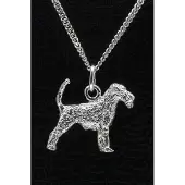 MOOYE ® - Collectie Zilveren Airedale terrier met staart ketting hanger - groot