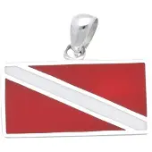 MOOYE ® - Collectie Zilveren Duikvlag rood-wit kettinghanger