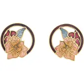 Behave - Oorringen dames - bloemmotief - rood - 2 cm - romantisch rond