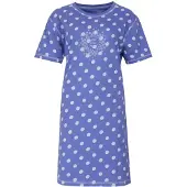 Irresistible Dames Nachthemd - Korte Mouwen - Allover Geprint - Blauw - Maat L