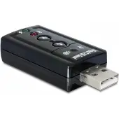 DeLOCK USB-A - 3,5mm Jack / Mini Toslink headset audio adapter / zwart