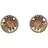 Behave - Oorclips dames - bloemmotief - rood en zwart - 2 cm