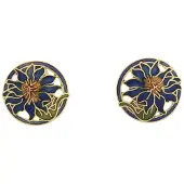 Behave - Oorclips dames - bloemmotief - blauw - 2 cm
