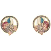 Behave - Oorclips dames - bloemmotief - bruin - 2 cm