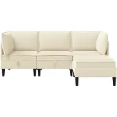 vidaXL Woonkamer Meubelset 4 st Crèmekleurig Stof