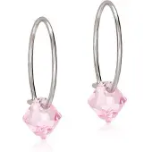 Blomdahl NT Ear Ring 14 mm, Bicone 6 mm Light rose