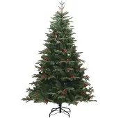 vidaXL Kunstkerstboom met scharnieren dennenappels en bessen 180 cm