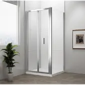Hak Easy Rechthoekige douchecabine 100x90cm, opklapbare deuren, links/rechts-uitvoering, helder glas