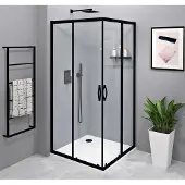 Gelco Sigma Simply Black Vierkante douchecabine, 120x120cm, hoekinstap, helder glas